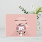 かわいいたった今結婚しましたポスト結婚式招待状 招待状 (スタンド正面)