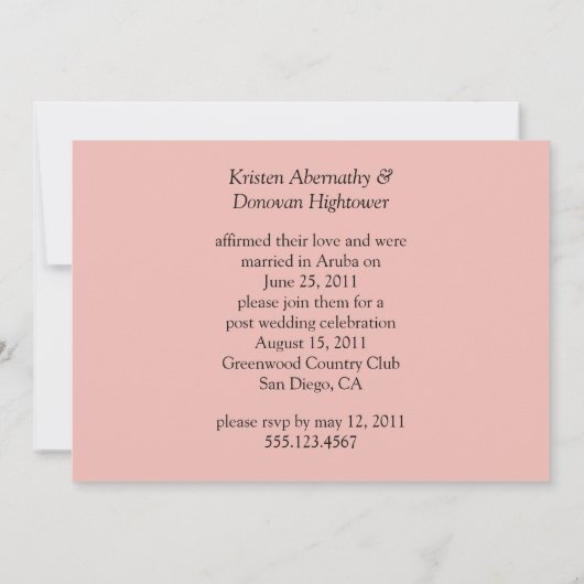 かわいいたった今結婚しましたポスト結婚式招待状 招待状 (裏面)