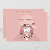 かわいいたった今結婚しましたポスト結婚式招待状 招待状 (正面/裏面)