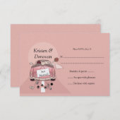 かわいいたった今結婚しましたRSVP 出欠カード (正面/裏面)