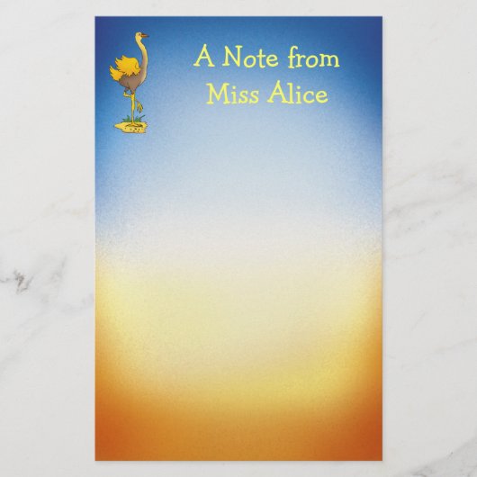 かわいいだちょう-文房具 便箋 (正面)