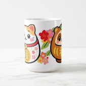 かわいいだるまたぬきまねきねこ コーヒーマグカップ (中央)