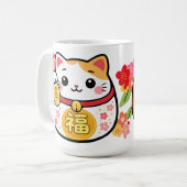 かわいいだるまたぬきまねきねこ コーヒーマグカップ (正面左)