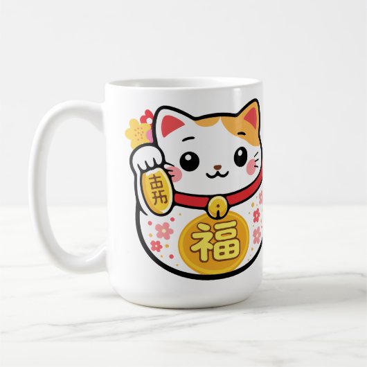 かわいいだるまたぬきまねきねこ コーヒーマグカップ (左)