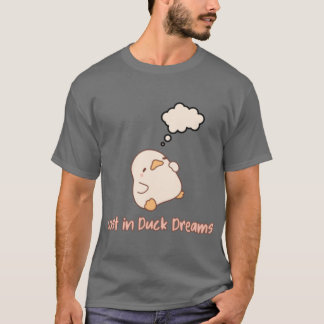 かわいいちびアヒルの眠そうな顔　アヒルの夢の中 Tシャツ