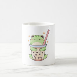 かわいいちびカエルがタピオカミルクティーカップを抱っこ コーヒーマグカップ