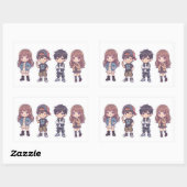 かわいいちびキッズステッカー4枚セット 長方形シール (シート)
