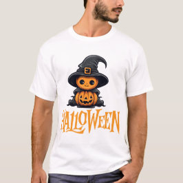 かわいいちびキャラのかぼちゃ魔女の帽子ハロウィングラフィック Tシャツ