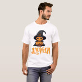 かわいいちびキャラのかぼちゃ魔女の帽子ハロウィングラフィック Tシャツ (正面フル)
