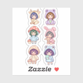 かわいいちびキャラのかわいいアニマルパーカーコレクション シール