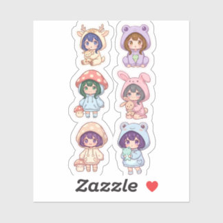 かわいいちびキャラのかわいいアニマルパーカーコレクション シール