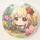 かわいいちびキャラのガーデニング コースター (正面)