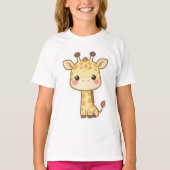 かわいいちびキャラのキリン Tシャツ (正面)