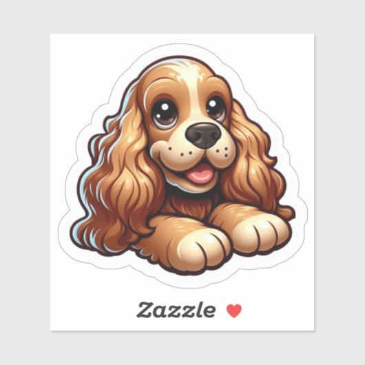 かわいいちびキャラのコッカー・スパニエル 子犬の顔 シール (シート)