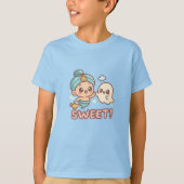 かわいいちびキャラのジーニーと幽霊の高5ポーズ Tシャツ (正面)