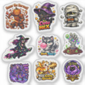 かわいいちびキャラのハロウィーンカートゥーンモンスター シール (正面)