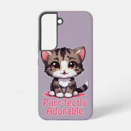 かわいいちびキャラのピンクの子猫 SAMSUNG GALAXY S22ケース