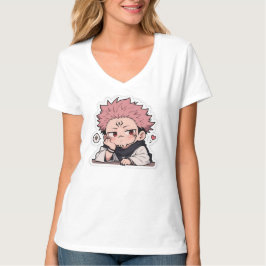 かわいいちびキャラのポーカーフェイスな王様ステッカー - ピンクの髪の毛  Tシャツ