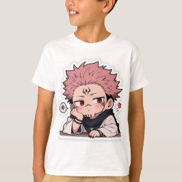 かわいいちびキャラのポーカーフェイスな王様ステッカー - ピンクの髪の毛  Tシャツ