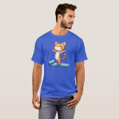 かわいいちびキャラのヨガをするネコのイラスト Tシャツ (正面フル)
