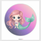 かわいいちびキャラの人魚ステッカー シール (シート)