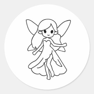 かわいいちびキャラの妖精ステッカー ラウンドシール