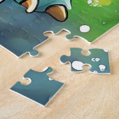 かわいいちびキャラの海亀 海の中へ  ジグソーパズル (側面)