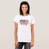 かわいいちびキャラアニメ女子トリオの女性用Tシャツ Tシャツ (正面フル)