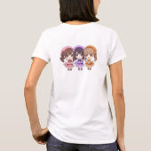 かわいいちびキャラアニメ女子トリオの女性用Tシャツ Tシャツ (裏面)