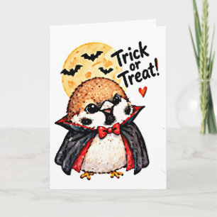 かわいいちびキャラスズメのドラキュラ鳥ハロウィン カード