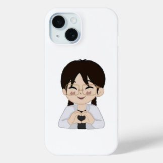 かわいいちびキャラハートハンドiPhoneケース iPhone 15ケース