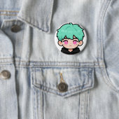 かわいいちびキャラミントヘアボタンピン 缶バッジ (インサイチュ)