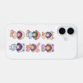 かわいいちびキャラ動物とキノコの保護スマホ  iPhone 16ケース (裏面横)