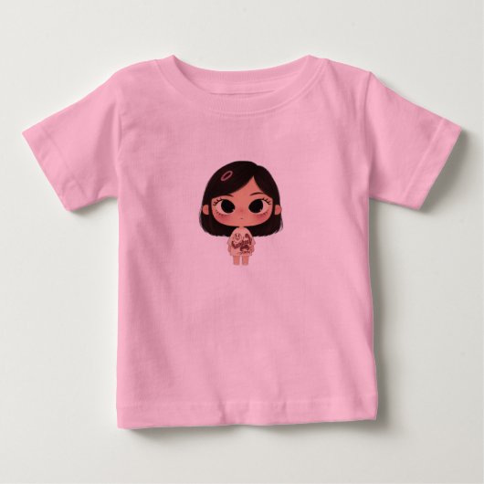 かわいいちびキャラ女子のベビーTシャツ ベビーTシャツ (正面)