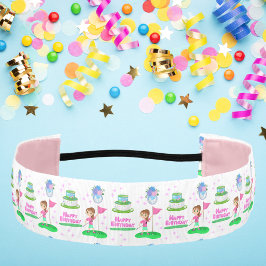 かわいいちびキャラ女子の誕生日ゴルフテーマの誕生日 アスレチックヘッドバンド