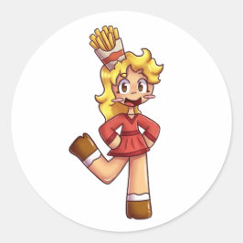 かわいいちびキャラ女子 フレンチフライ 髪型 カートゥーン キャラクター ラウンドシール