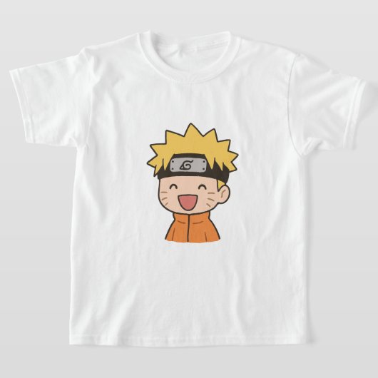かわいいちびキャラ忍者のキッズTシャツ - かわいいアニメ風デザイン Tシャツ (レイダウン)