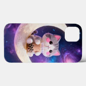 かわいいちびキャラ風の猫のピンクほっぺケース Case-Mate iPhoneケース (裏面 (横))