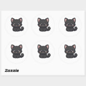 かわいいちびキャラ黒猫舌出し ラウンドシール (シート)
