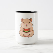 かわいいちびキャラ カピバラのスイカ食べ