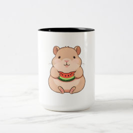 かわいいちびキャラ カピバラのスイカ食べ ツートーンマグカップ