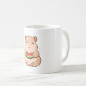 かわいいちびキャラ カピバラ スイカを食べる コーヒーマグカップ (正面右)