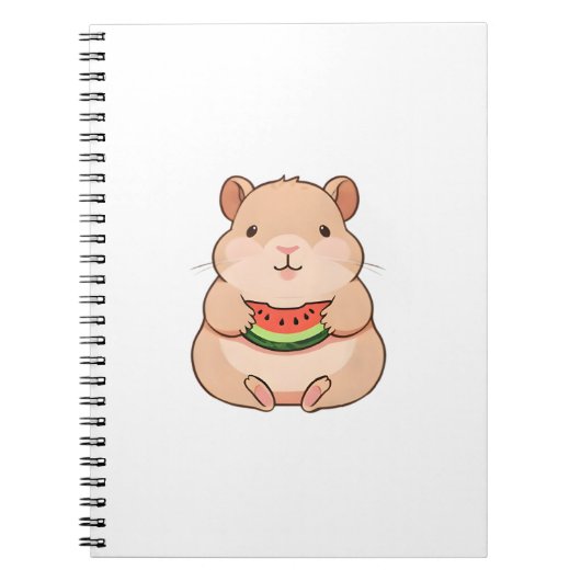 かわいいちびキャラ カピバラ スイカを食べる ノートブック (正面)