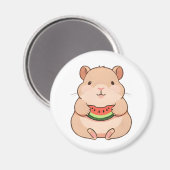 かわいいちびキャラ カピバラ スイカを食べる マグネット (正面/裏面)