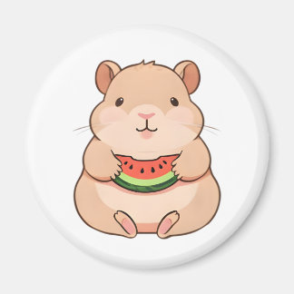かわいいちびキャラ カピバラ スイカを食べる マグネット