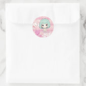 かわいいちびキャラ 緑の髪 ラウンドシール (バッグ)
