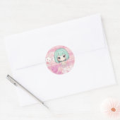 かわいいちびキャラ 緑の髪 ラウンドシール (封筒)