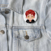 かわいいちびキャラ 赤髪男子 黄色い目 アニメアクセサリー 缶バッジ (インサイチュ)
