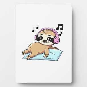 かわいいちびスイギュウが音楽を聴いている � かわいいリラックス フォトプラーク