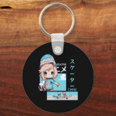 かわいいちびスケーター スケートボード 日本風 キーホルダー (正面)